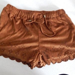 Tan Velvet Shorts